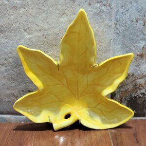 Dennis East Yellow Ceramic Maple Leaf Decorative Plate Wall Hanging Decor